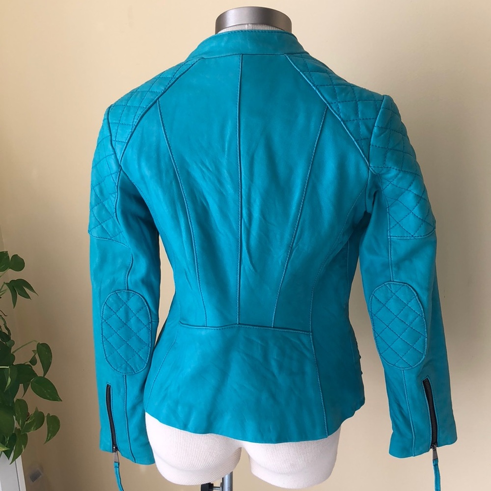 Amazing Neiman Marcus leather blue jacket - Picture 6 of 7